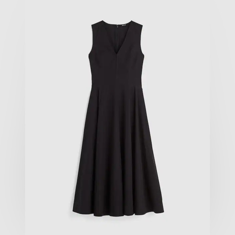 Madewell NWT V-Neck Circle Midi Dress Jet Black - Picture 6 of 9